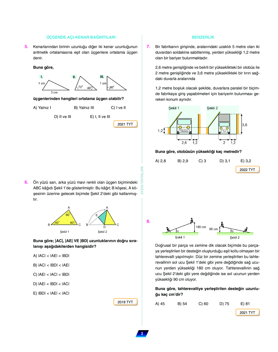 S N F Matematik K Sb Genler Nitesi Km Sym Sorular