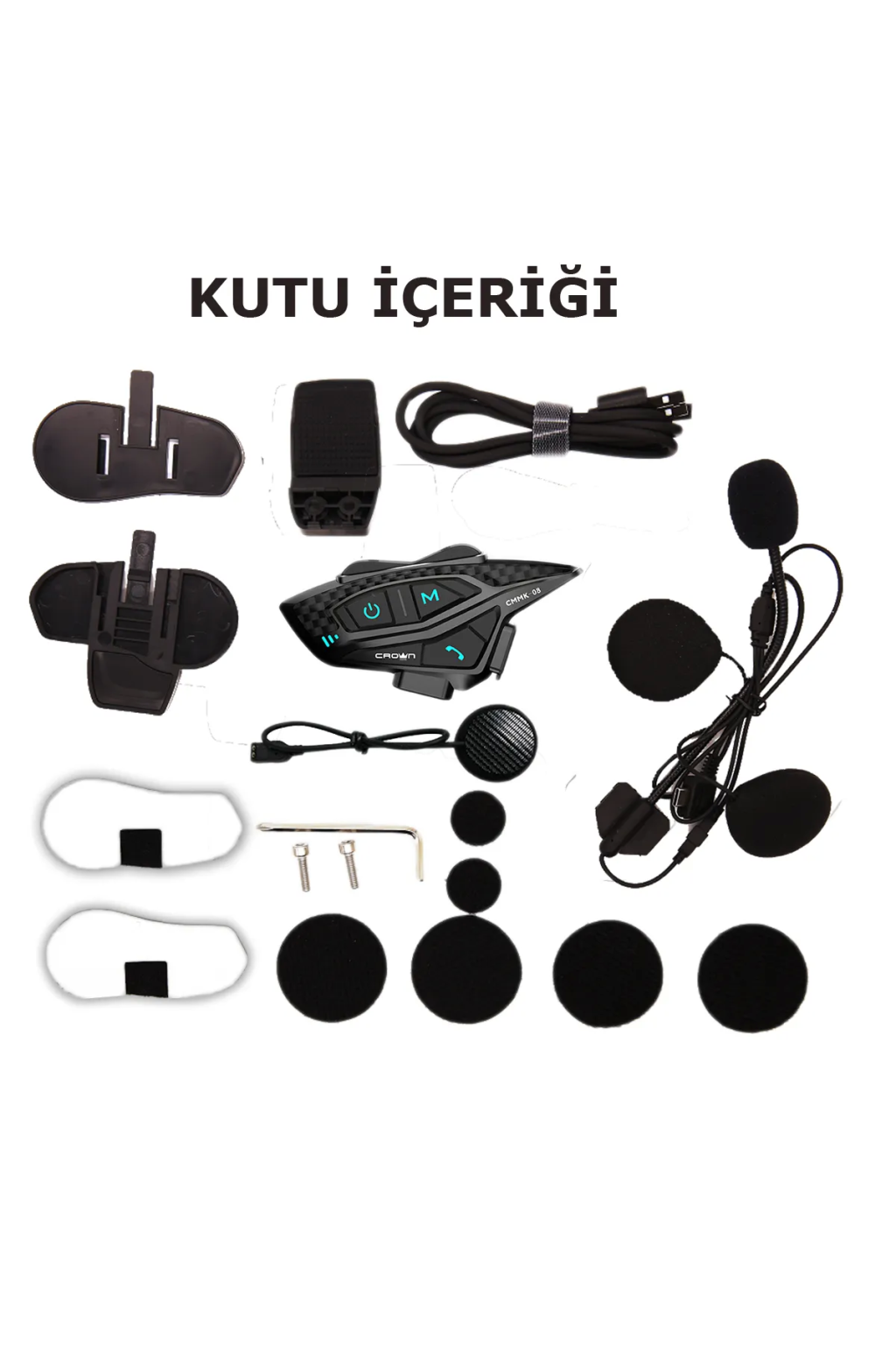 Crown Micro 8 Kişilik Motosiklet Kask Bluetooth İnterkom Seti CMMK 08