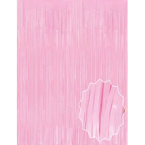 Soft Pembe Püsküllü Kapı Perdesi - Parti, Baby Shower, Cinsiyet Partisi 1x2 M