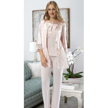 Pudra Penye Pijama Takımı - 1417