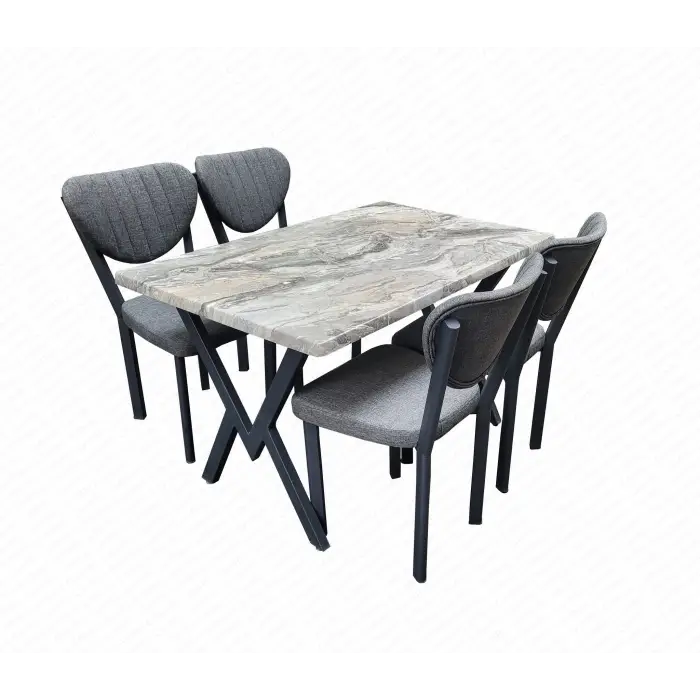 Verzalit Masa - Elma Metal Sandalye Beyaz