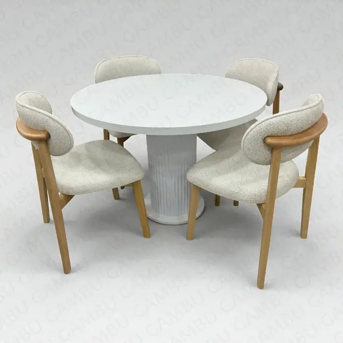 Yuvarlak Bohem Takım - Norte Naturel & Üst Beyaz Ayak Beyaz Takım