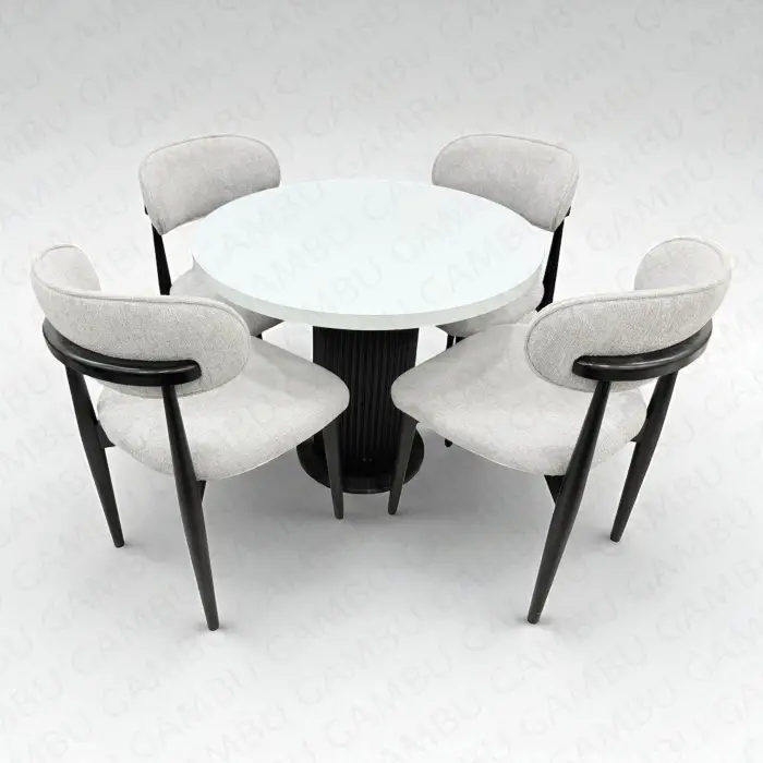 Yuvarlak Bohem Takım - Polo Siyah & Üst Beyaz Ayak Siyah