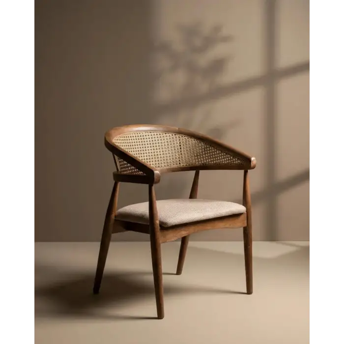 Gazel Hasırlı Ahşap Sandalye - Ceviz