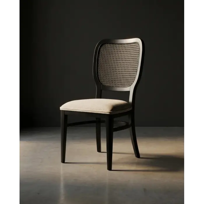 Soft Hasırlı Ahşap Sandalye - Siyah