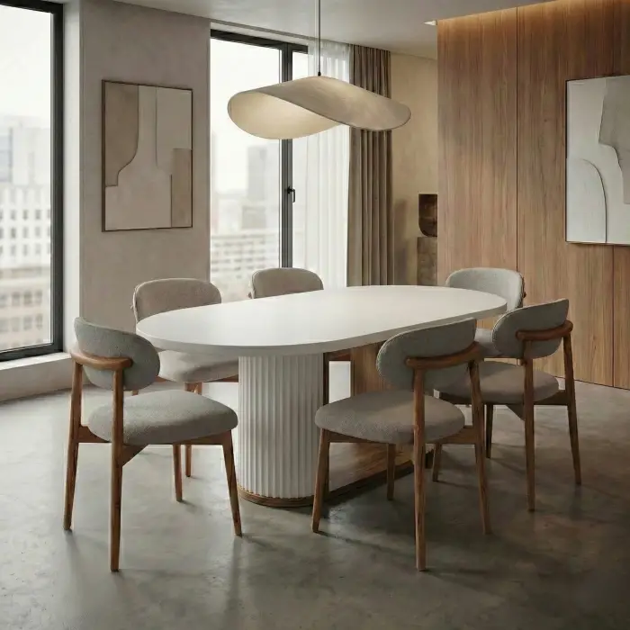 Bohem Açılır Masa Sandalye Takımı - Norte Naturel + Bohem Açılır Beyaz Masa