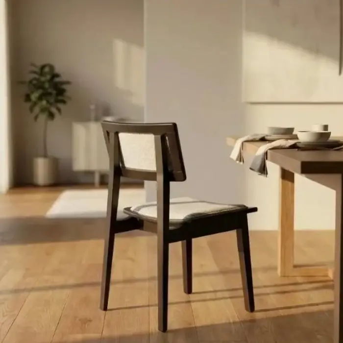 Alegra Döşemeli Ahşap Sandalye -Siyah