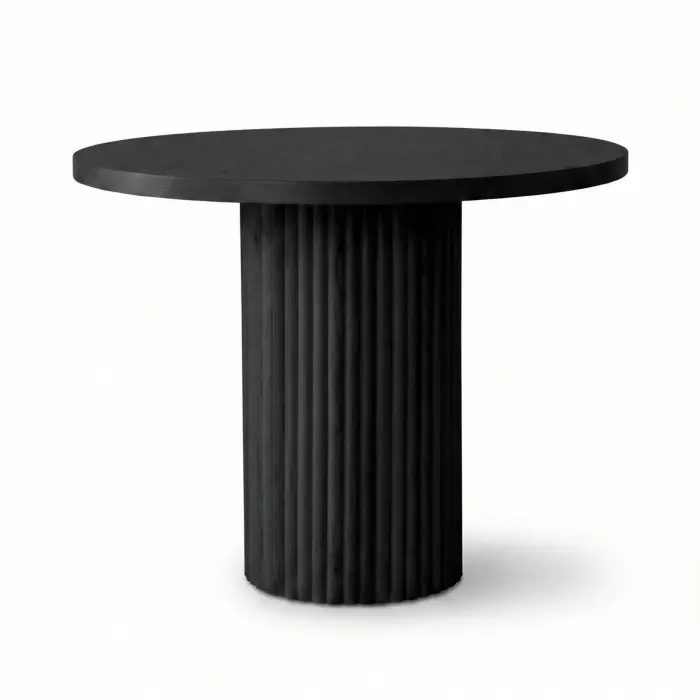 Yuvarlak Kayın Masa - Mat Siyah