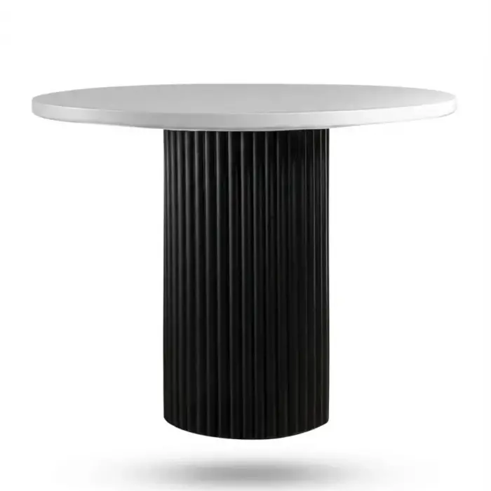 Yuvarlak Kayın Masa - Beyaz & Siyah