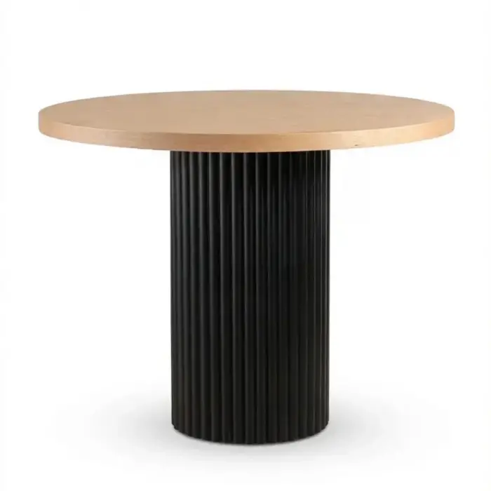Yuvarlak Kayın Masa - Naturel & Siyah