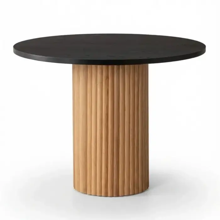 Yuvarlak Kayın Masa - Siyah & Naturel