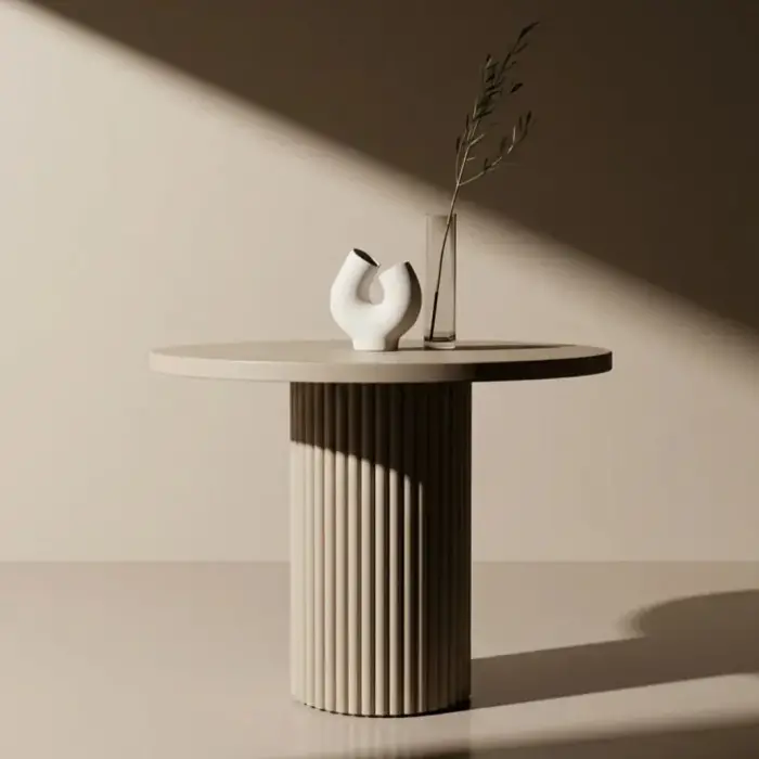 Yuvarlak Kayın Masa - Krem