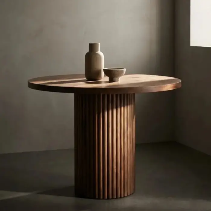 Yuvarlak Kayın Masa - Ceviz