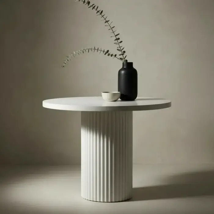 Yuvarlak Kayın Masa - Beyaz