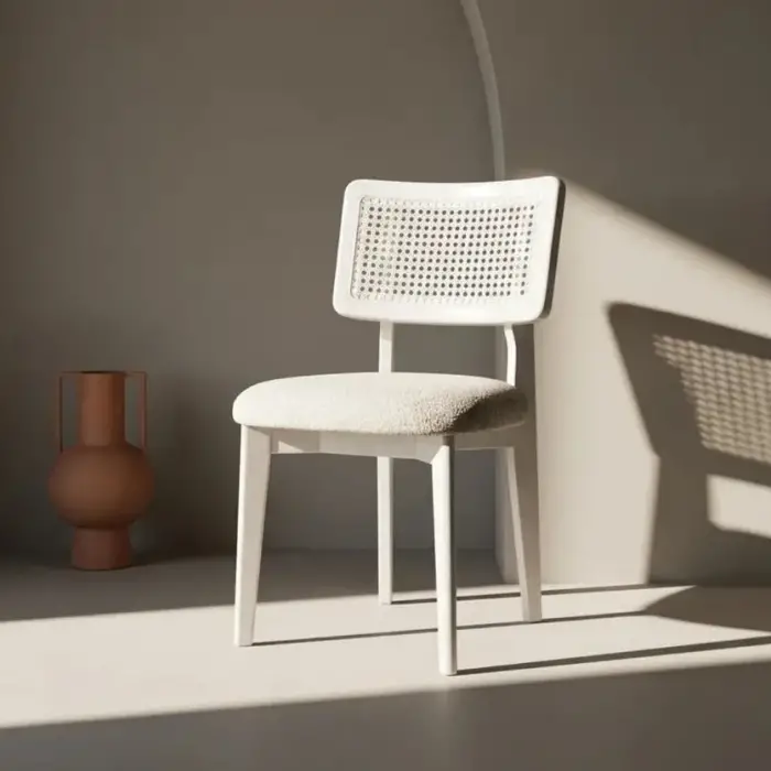 Hero (Zion) Hasırlı Ahşap Sandalye - Beyaz