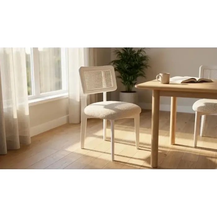 Hero (Zion) Hasırlı Ahşap Sandalye - Beyaz