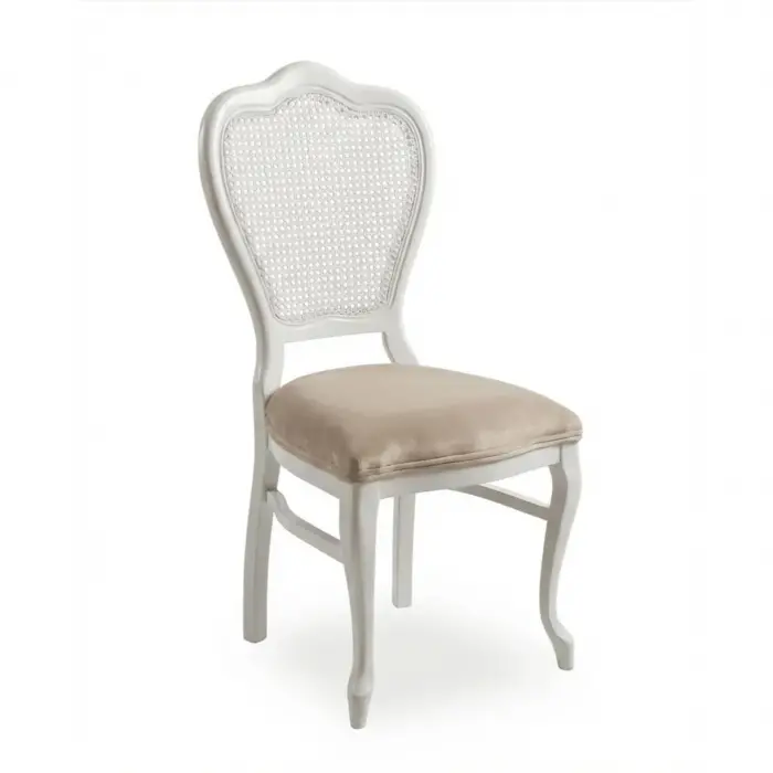 Klasik Hasırlı Ahşap Sandalye - Beyaz