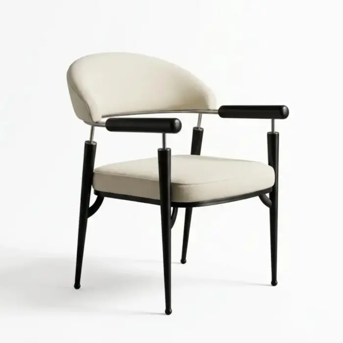 Quadro Metal Sandalye - Gümüş Metal & Siyah Ahşap