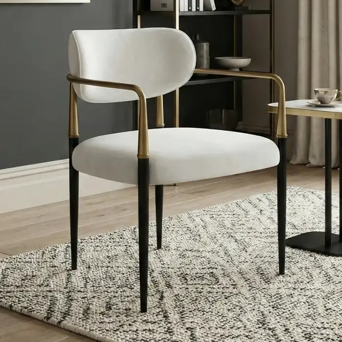 Yüzüklü Metal Sandalye - Eskitme Gold