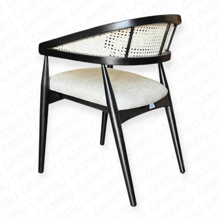 Gazel Hasırlı Ahşap Sandalye - Siyah