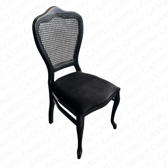 Klasik Hasırlı Ahşap Sandalye - Siyah