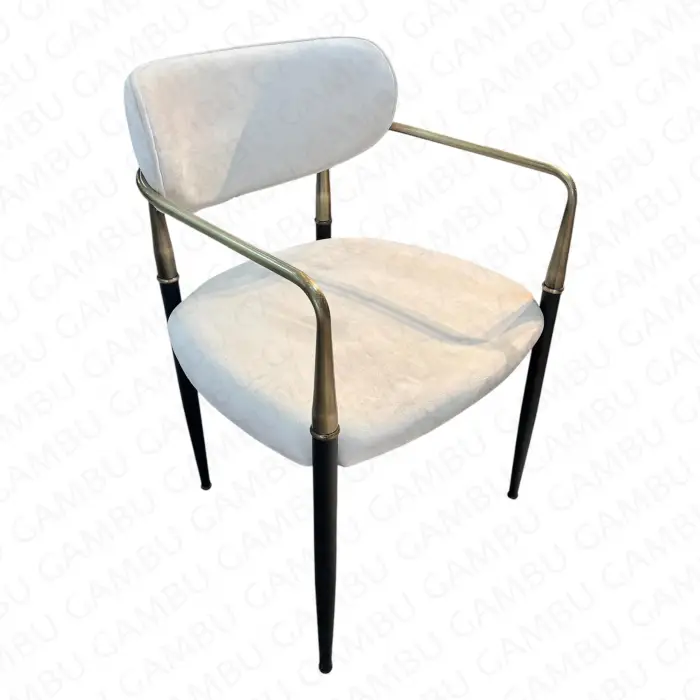 Yüzüklü Metal Sandalye - Eskitme Gold