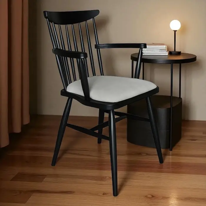 Royal Kollu Ahşap Sandalye - Siyah