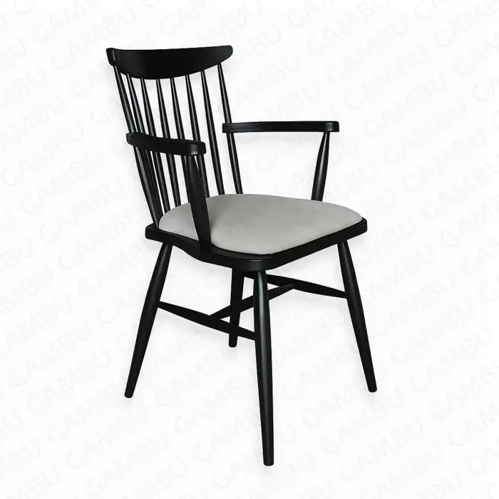 Royal Kollu Ahşap Sandalye - Siyah