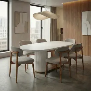 Bohem Açılır Masa Sandalye Takımı - Norte Naturel + Bohem Açılır Beyaz Masa