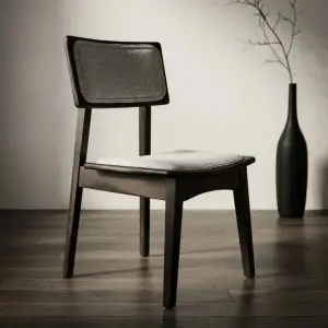 Alegra Döşemeli Ahşap Sandalye -Siyah