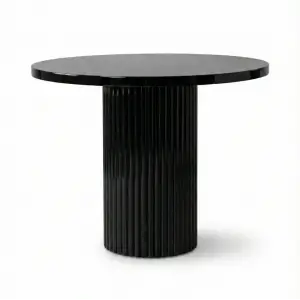 Yuvarlak Kayın Masa - Parlak Siyah