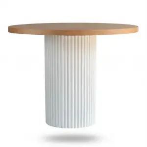 Yuvarlak Kayın Masa - Naturel & Beyaz