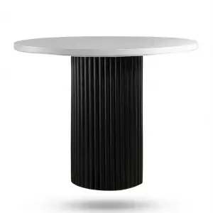 Yuvarlak Kayın Masa - Beyaz & Siyah