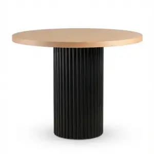 Yuvarlak Kayın Masa - Naturel & Siyah