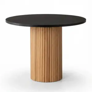 Yuvarlak Kayın Masa - Siyah & Naturel