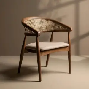 Gazel Hasırlı Ahşap Sandalye - Ceviz