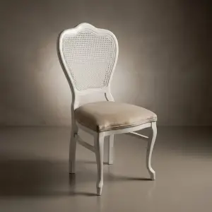 Klasik Hasırlı Ahşap Sandalye - Beyaz