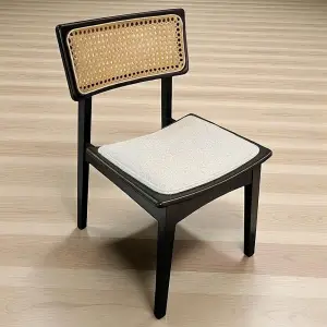 Alegra Hasırlı Ahşap Sandalye - Siyah