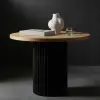 Yuvarlak Kayın Masa - Naturel & Siyah