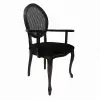 Madalyon Kollu Hasırlı Ahşap Sandalye - Siyah