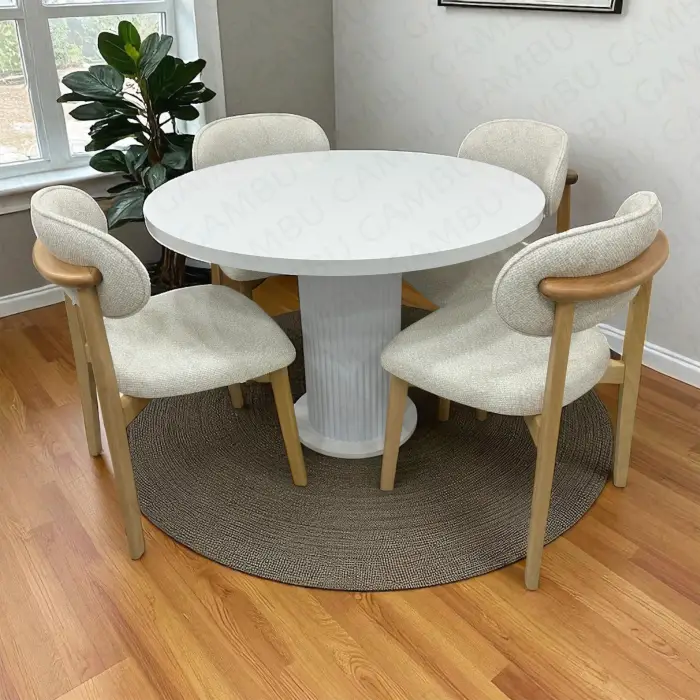 Yuvarlak Bohem Takım - Norte Naturel & Üst Beyaz Ayak Beyaz Takım