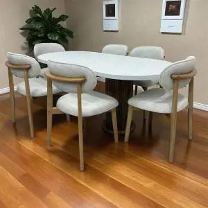 Bohem Masa Sandalye Takımı - Norte Naturel + Bohem Masa Üst Beyaz, Ayak Naturel