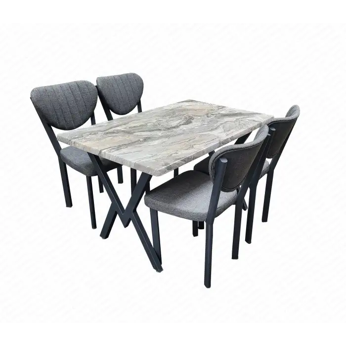 Verzalit Masa - Elma Metal Sandalye Beyaz