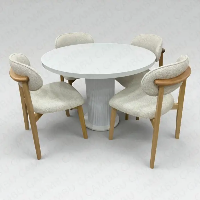 Yuvarlak Bohem Takım - Norte Naturel & Üst Beyaz Ayak Beyaz Takım