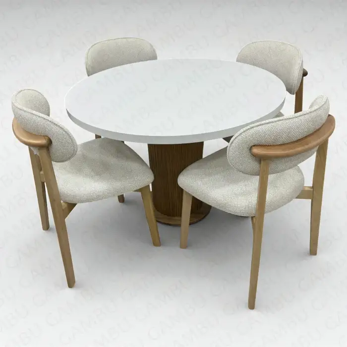 Yuvarlak Bohem Takım - Norte Naturel & Üst Beyaz Ayak Naturel