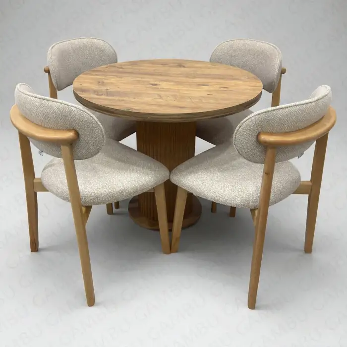 Yuvarlak Bohem Takım - Norte Naturel & Üst Ceviz Ayak Ceviz