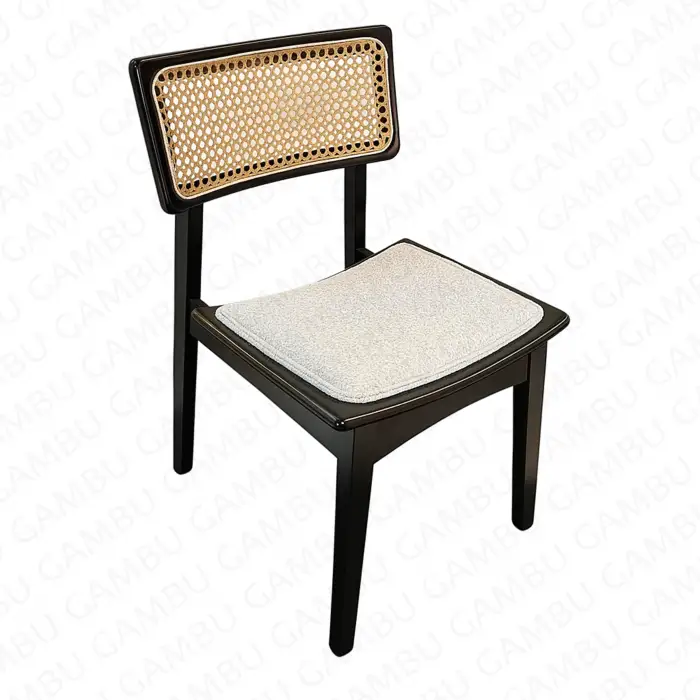 Alegra Hasırlı Ahşap Sandalye - Siyah