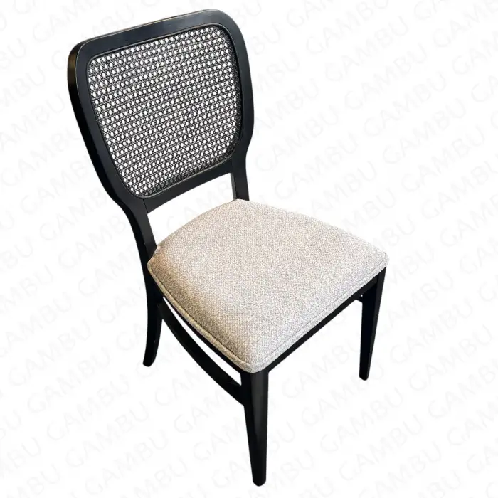 Soft Hasırlı Ahşap Sandalye - Siyah