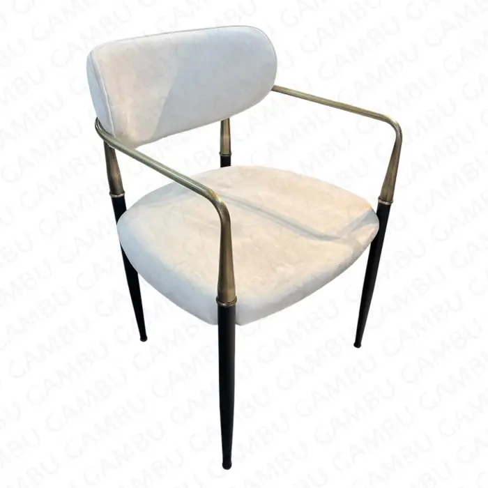 Yüzüklü Metal Sandalye - Eskitme Gold