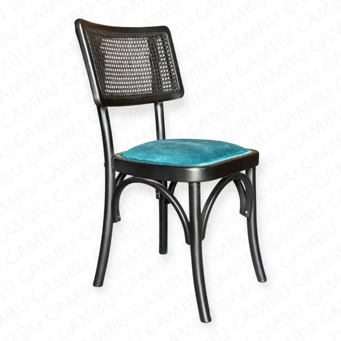 Sofa Hasırlı Ahşap Sandalye - Siyah